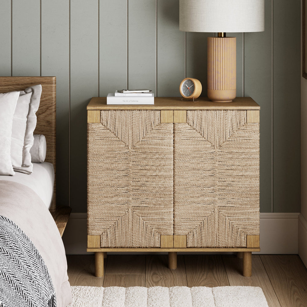 Wood & Seagrass Storage Cabinet
