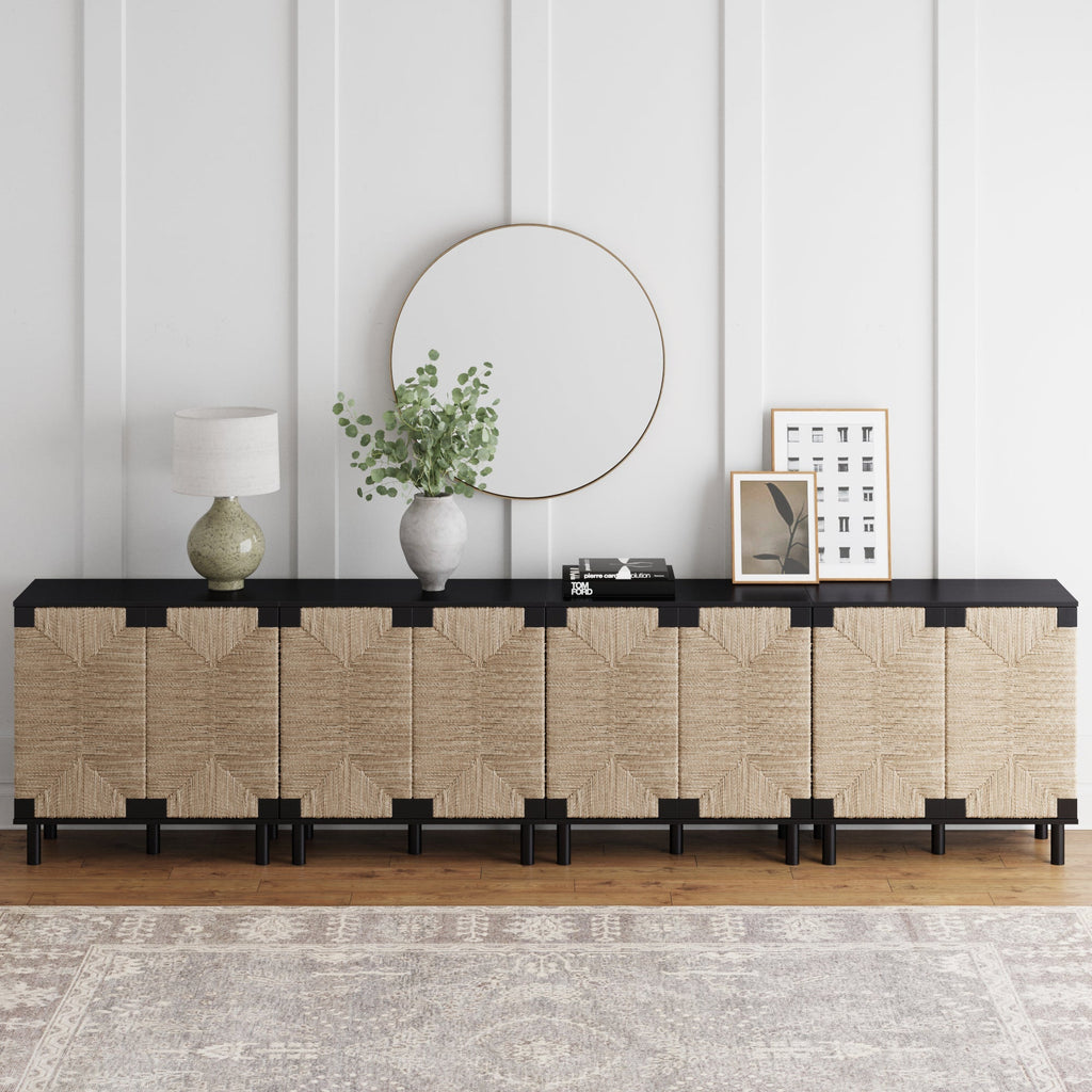 Large Seagrass Storage Cabinet Credenza