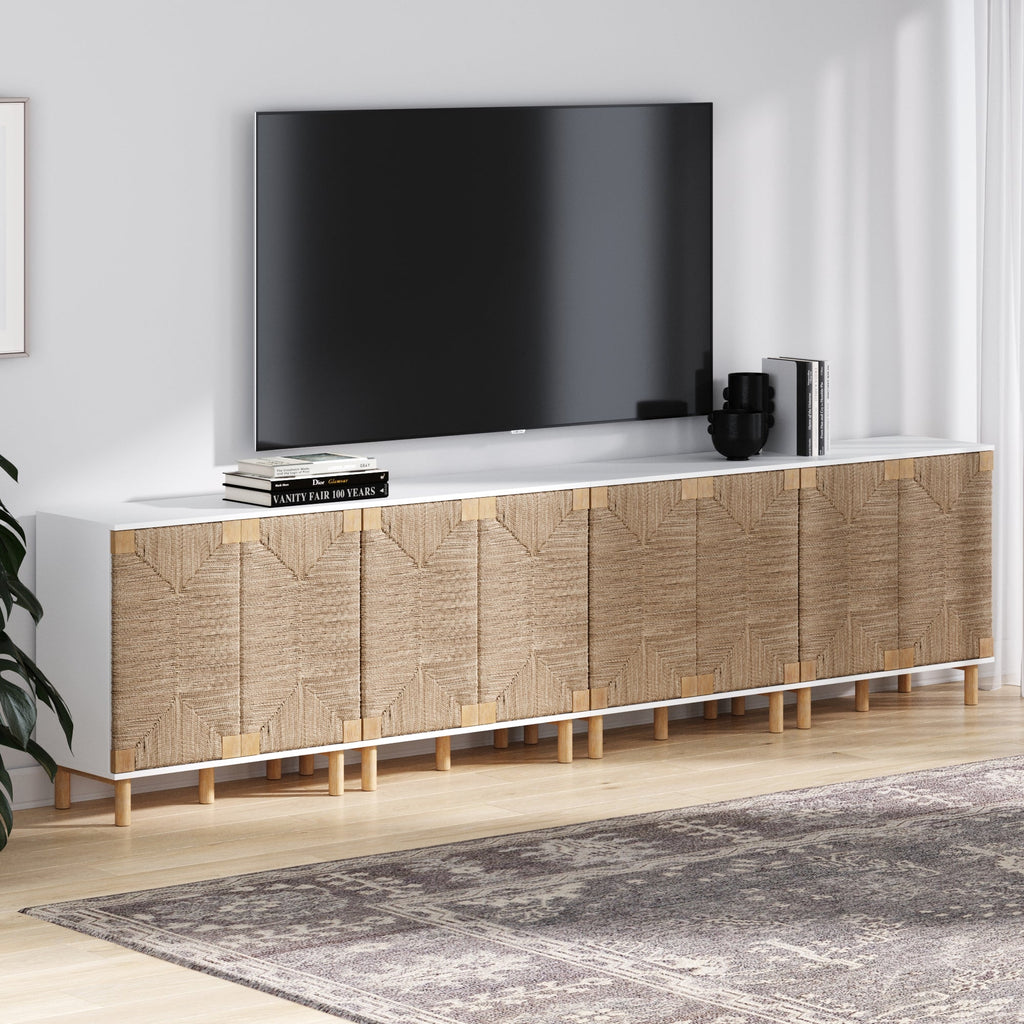 Large Seagrass Storage Cabinet Credenza