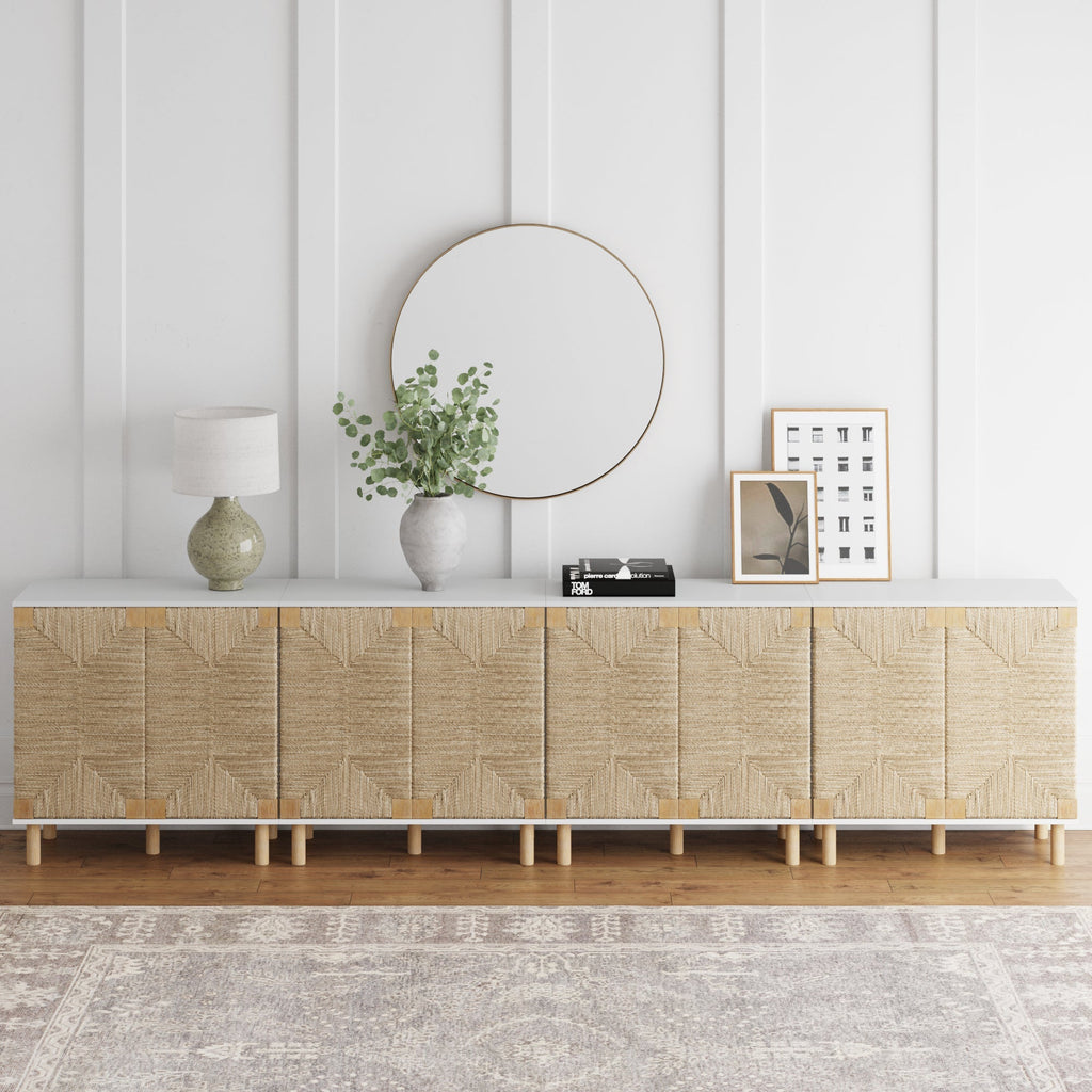 Large Seagrass Storage Cabinet Credenza
