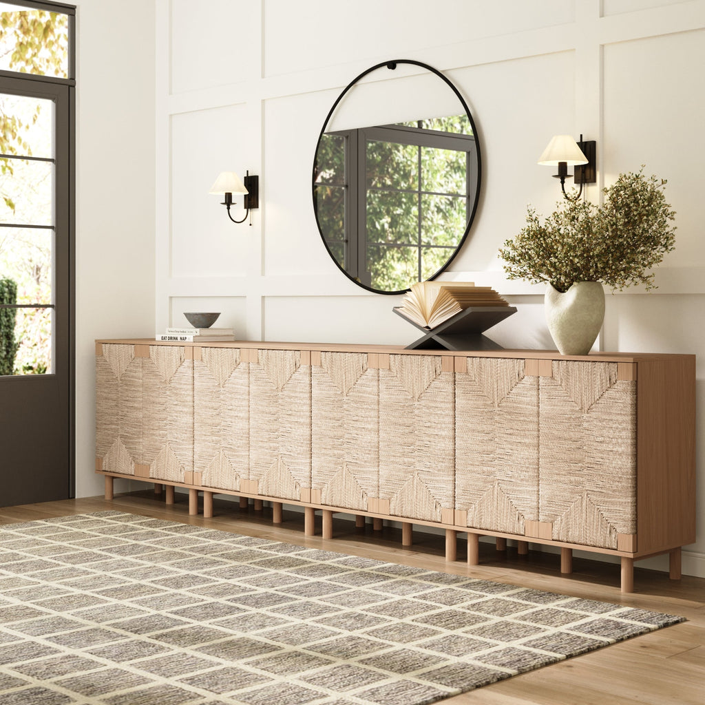 Large Seagrass Storage Cabinet Credenza