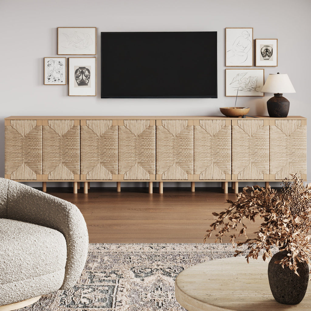Large Seagrass Storage Cabinet Credenza