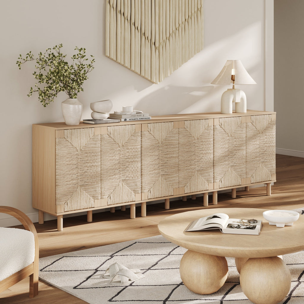 Wood & Seagrass Storage Cabinet
