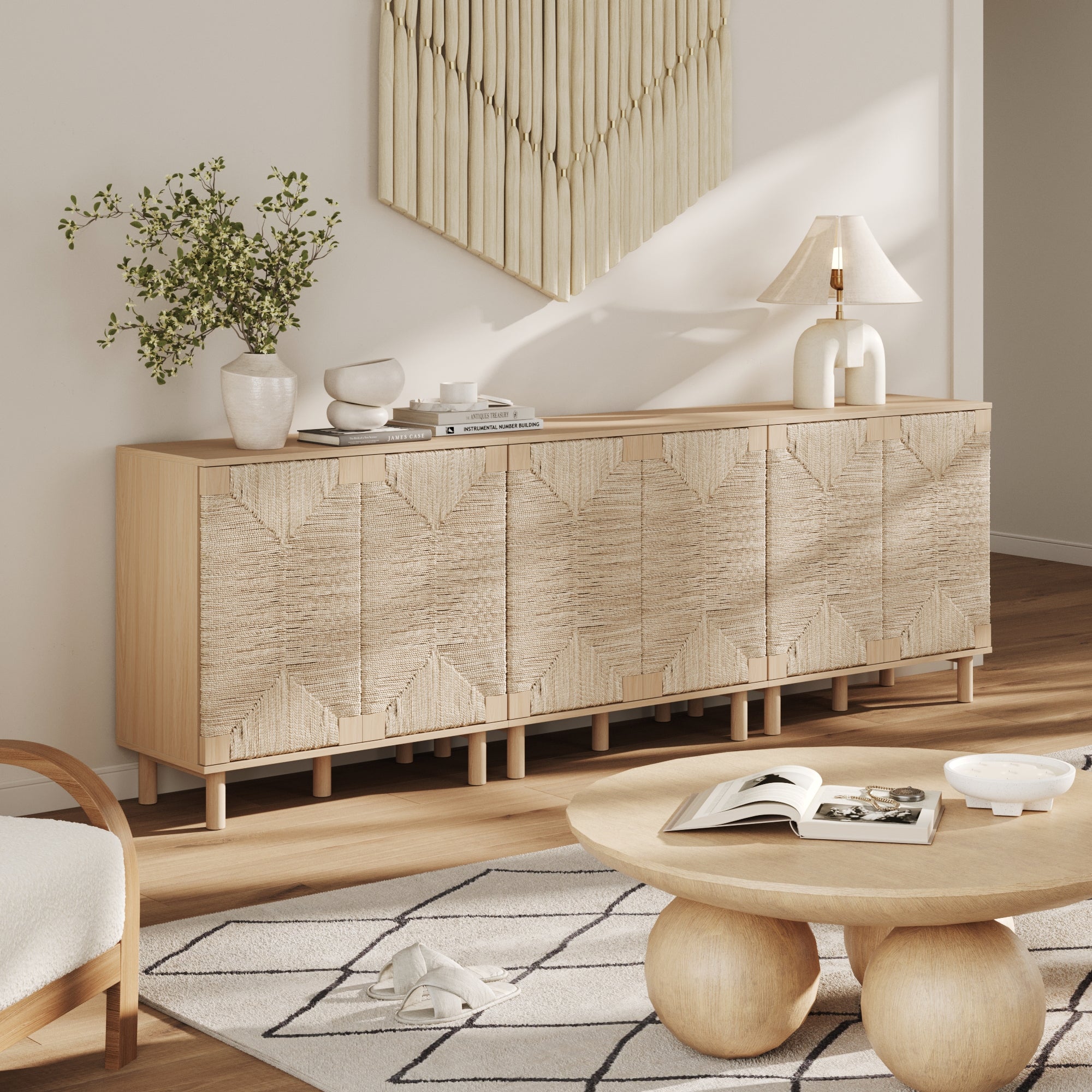 Wood & Seagrass Storage Cabinet