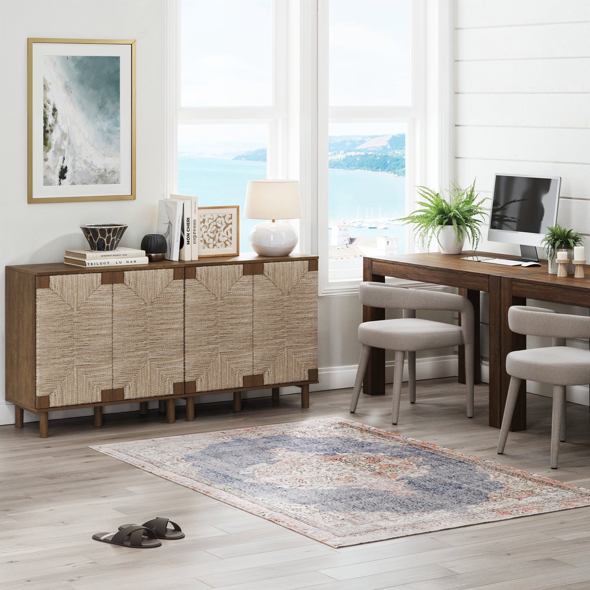 Wood & Seagrass Storage Cabinet