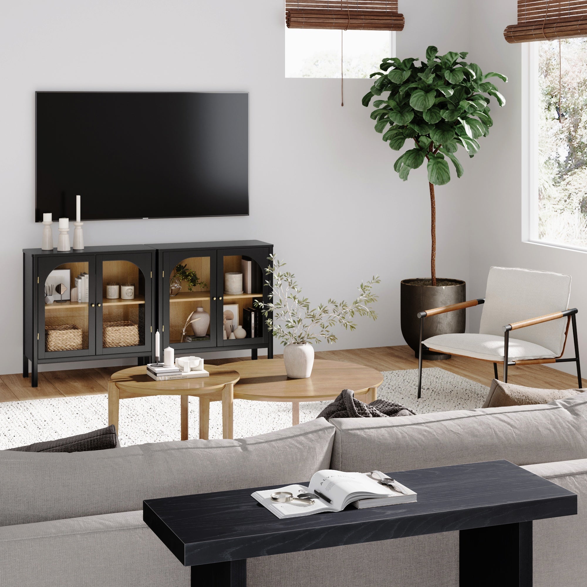 Arched Glass Door TV Console for TVs up to 65"
