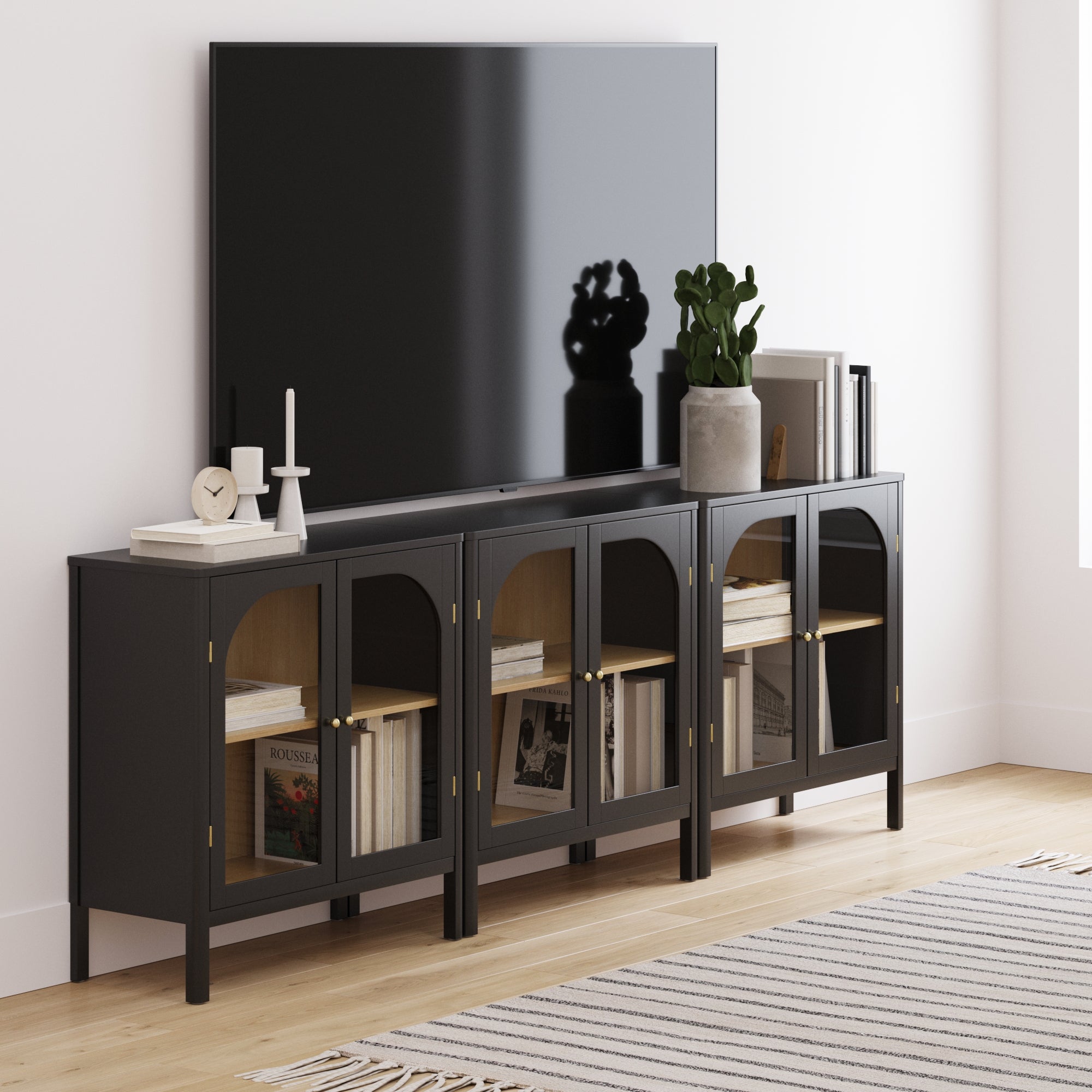 Arched Glass Door TV Console for TVs up to 75"