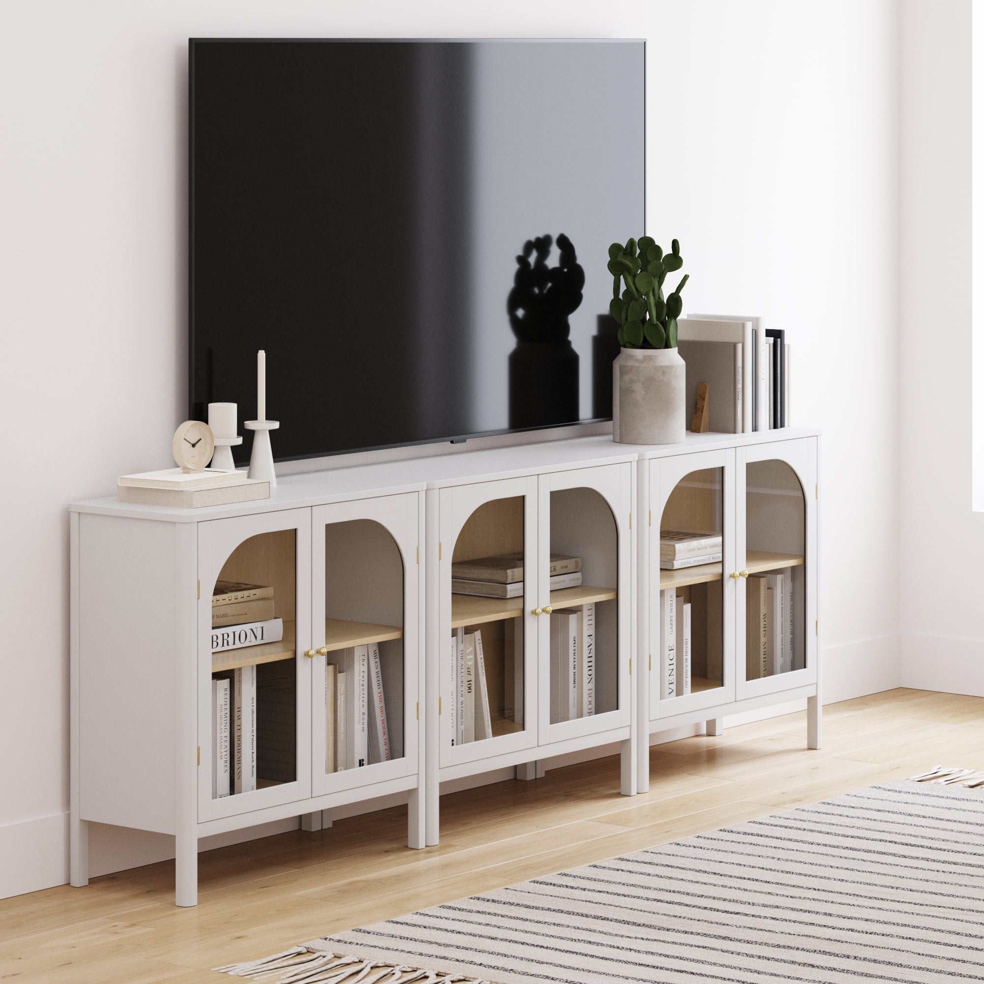 Arched Glass Door TV Console for TVs up to 75"