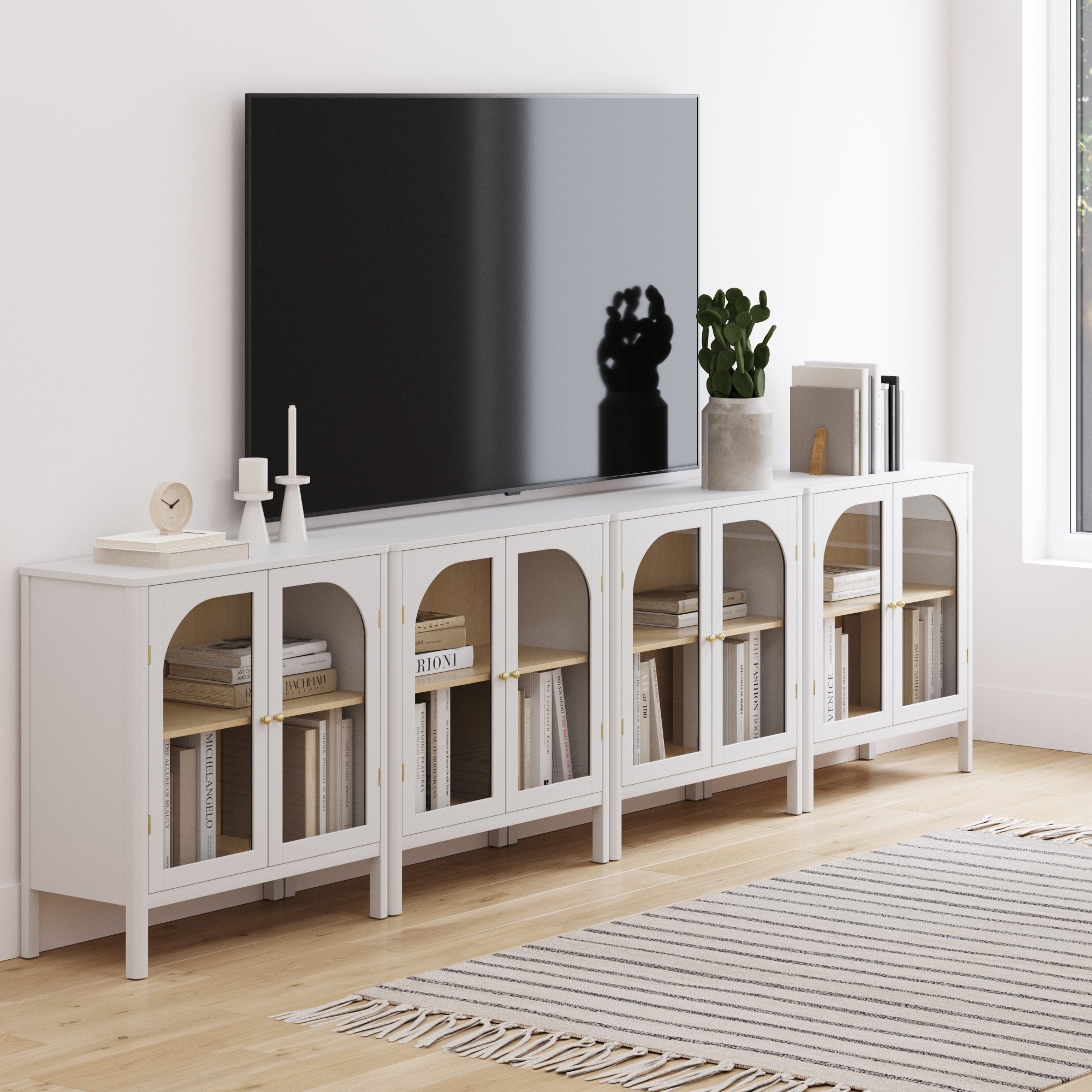 Large Glass Door Curio Cabinet Credenza