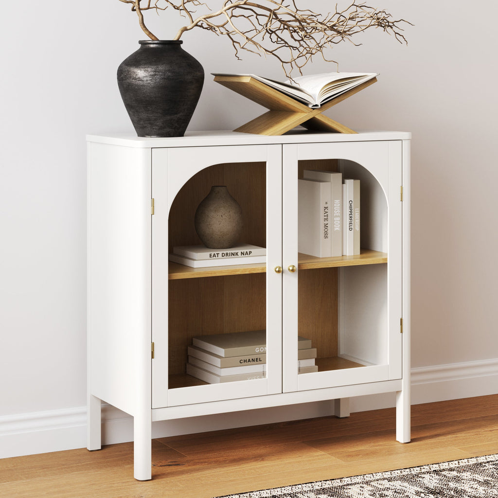 Wood Curio Cabinet with Glass Doors Cabinet