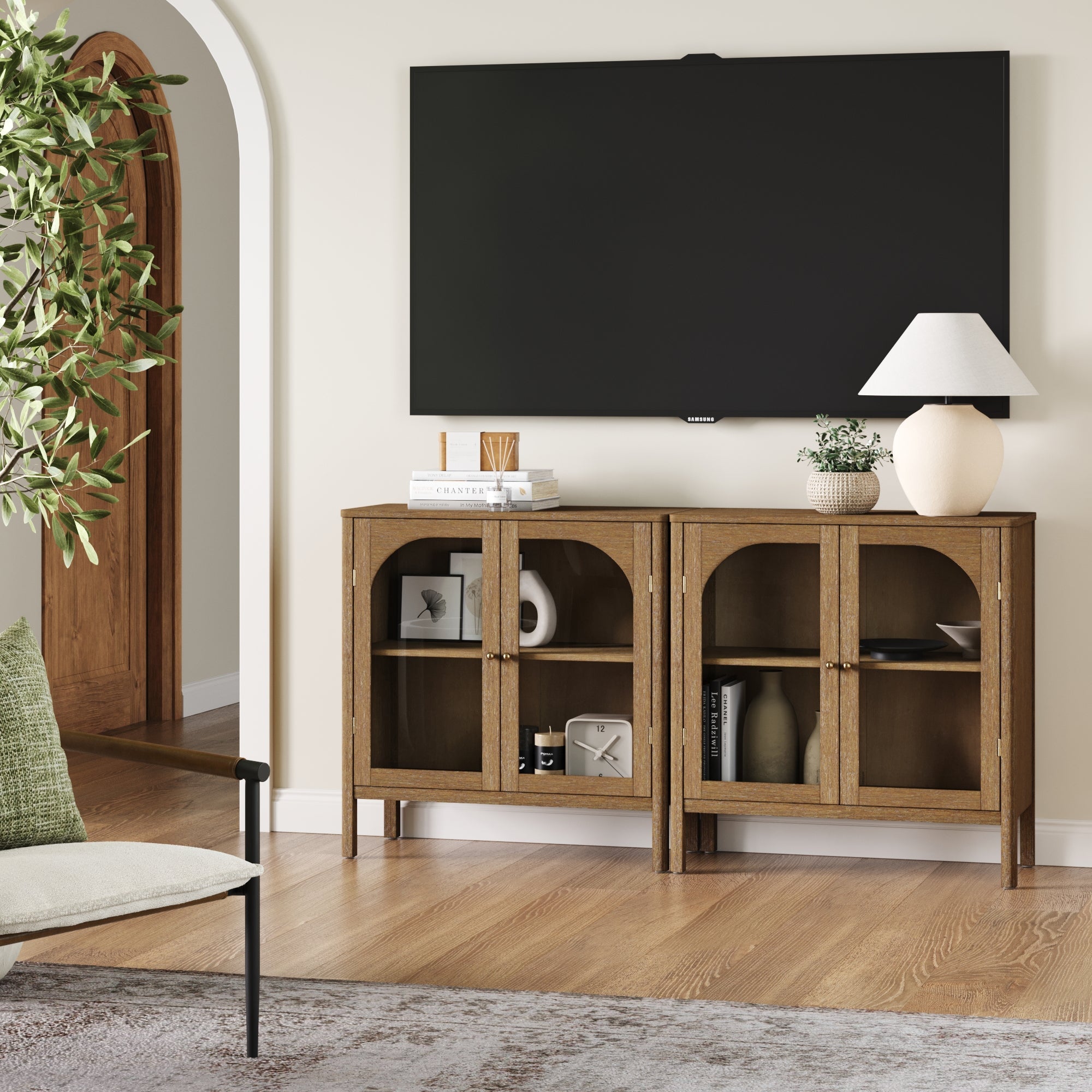 Curio Cabinet Credenza with Glass Door