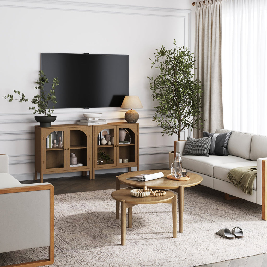 Arched Glass Door TV Console for TVs up to 65"
