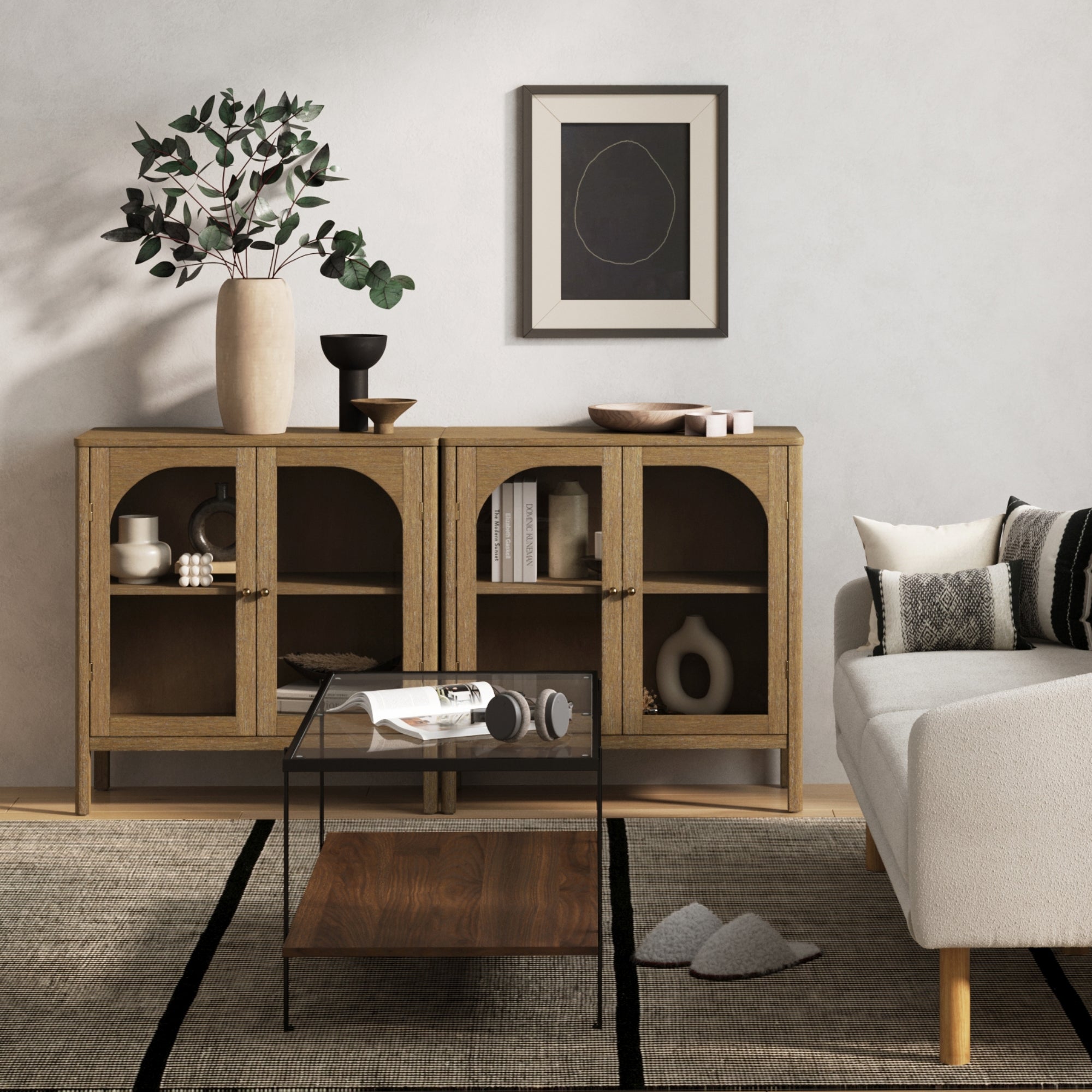 Curio Cabinet Credenza with Glass Door