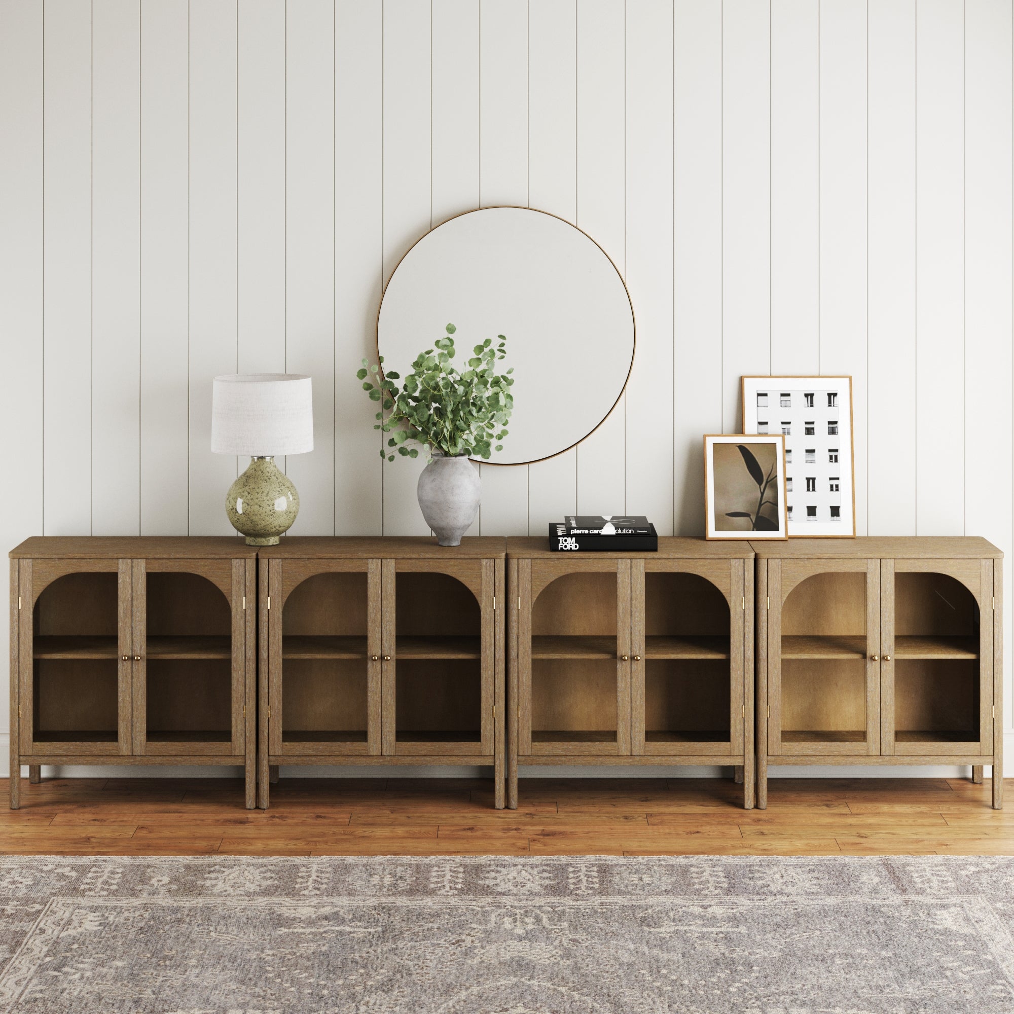 Large Glass Door Curio Cabinet Credenza