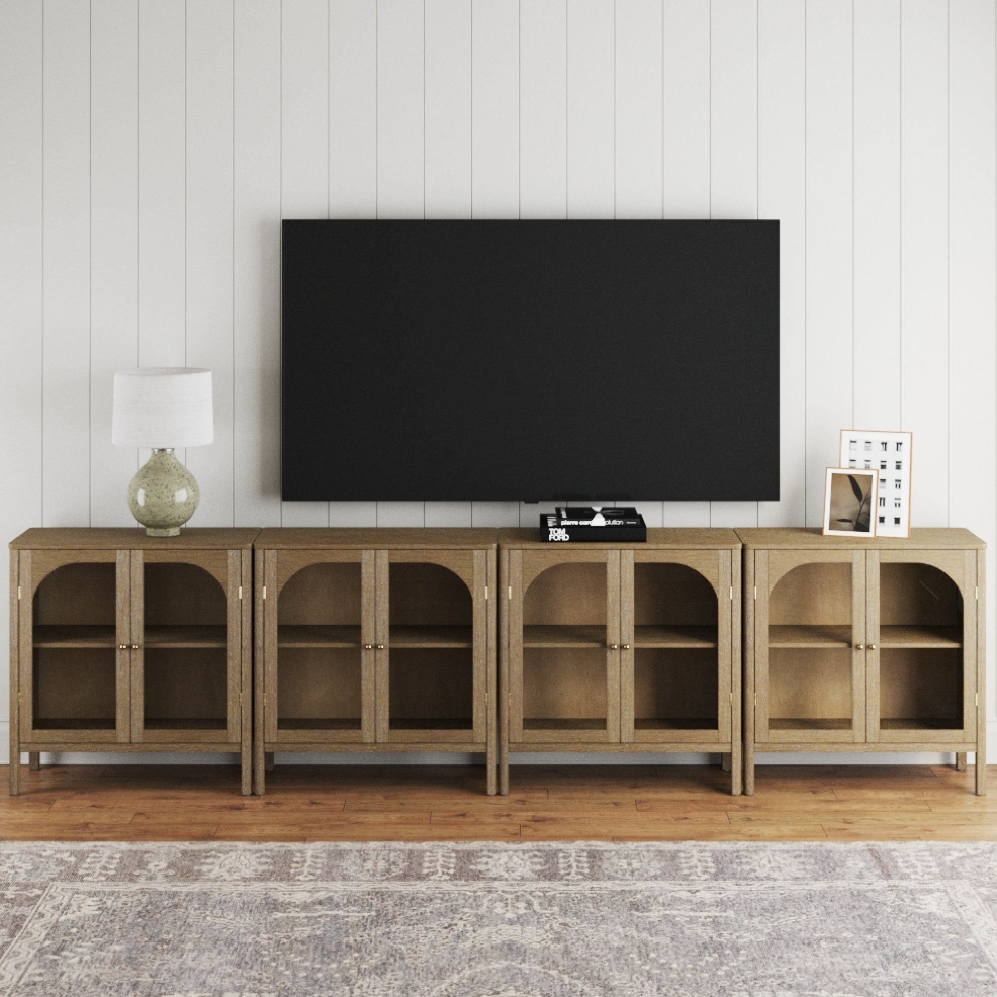 Arched Glass Door TV Console for TVs up to 100"