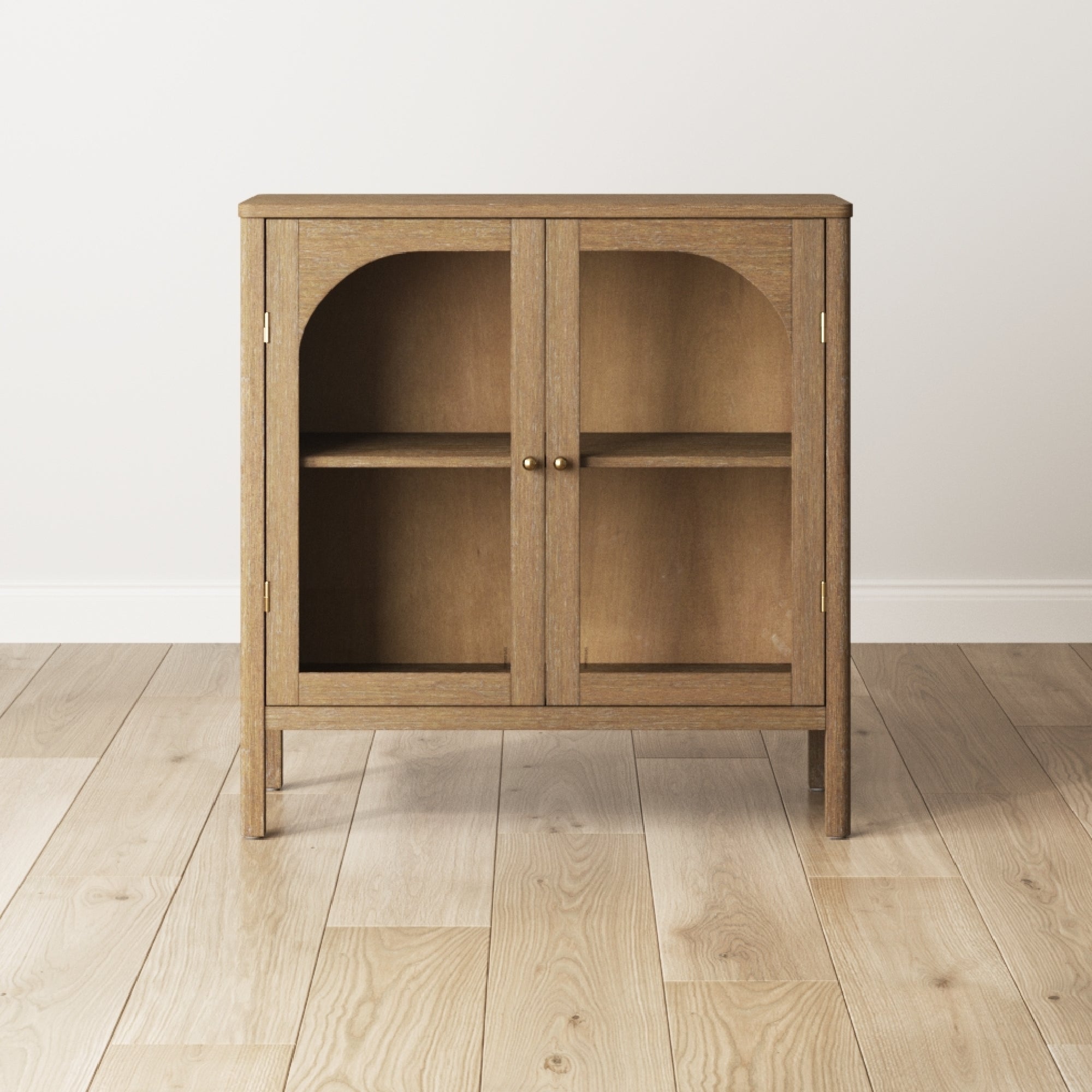 Wood Curio Cabinet with Glass Doors