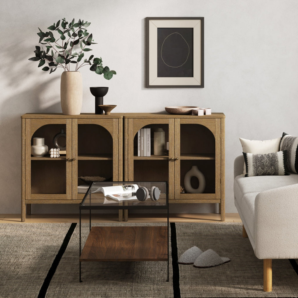 Wood Curio Cabinet with Glass Doors
