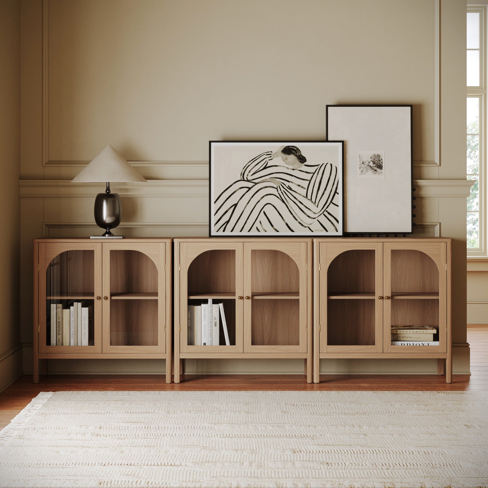 Arched Glass Door TV Console for TVs up to 75"