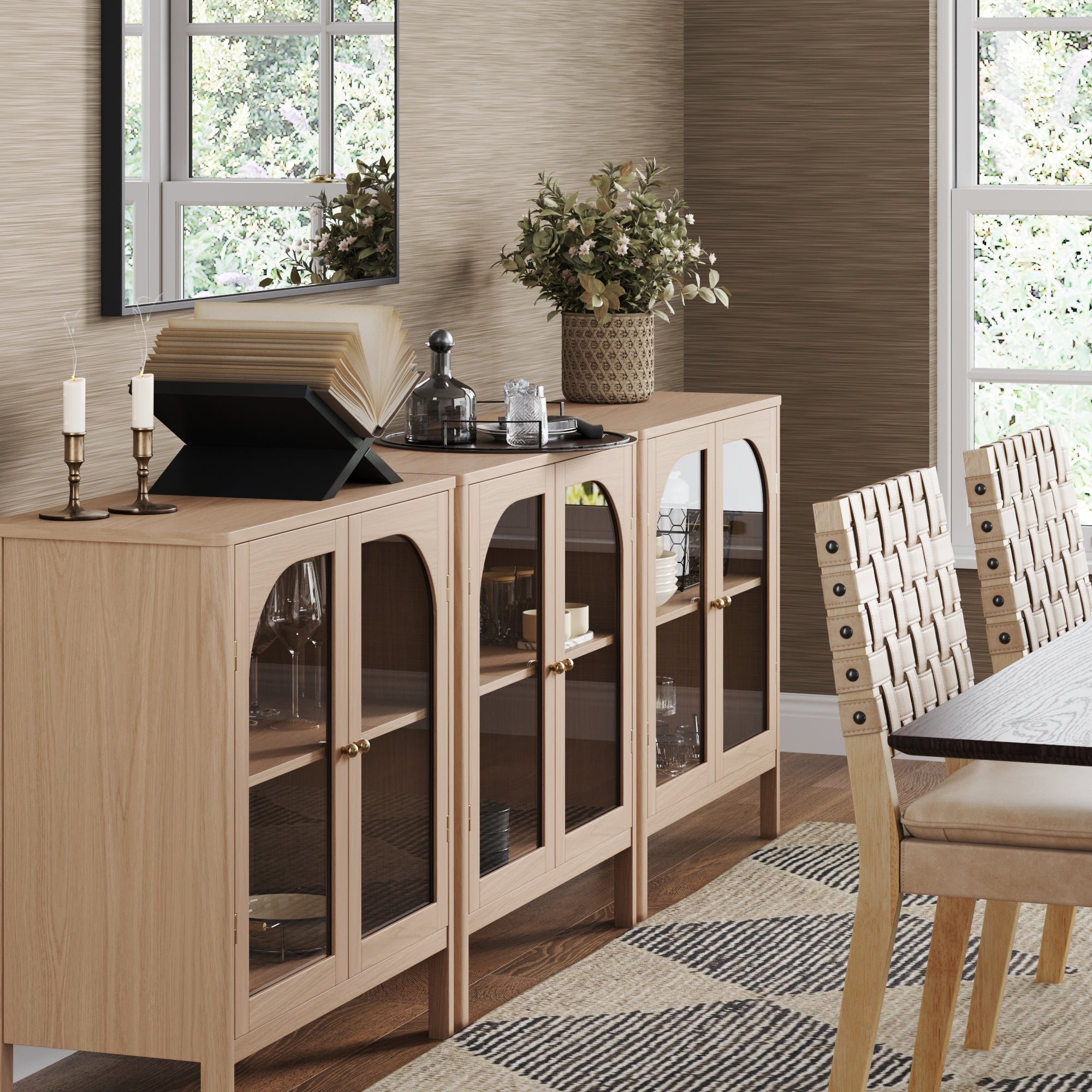 Arched Glass Door TV Console for TVs up to 75"