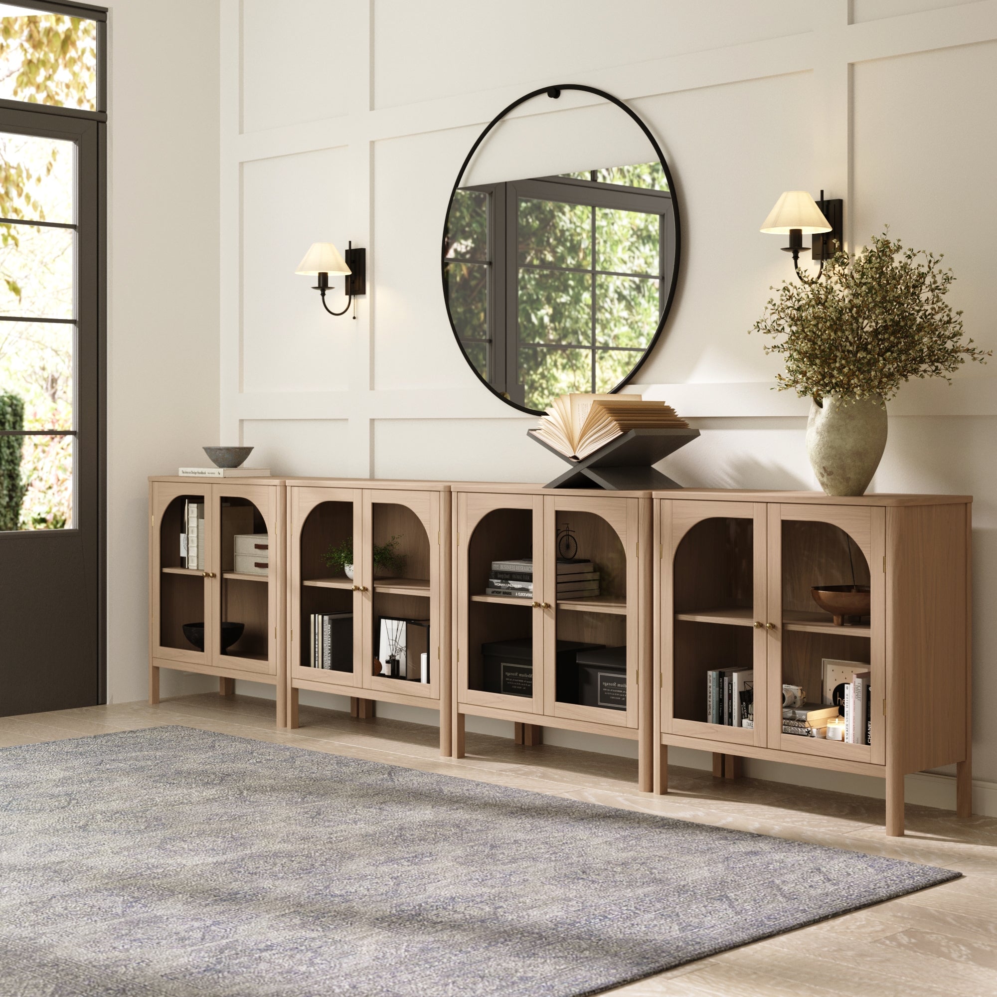 Arched Glass Door TV Console for TVs up to 100"