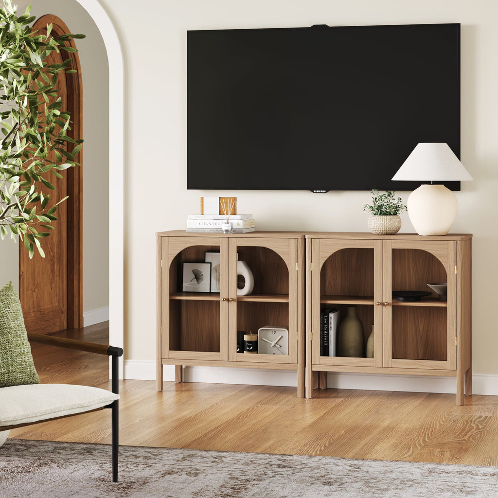 Arched Glass Door TV Console for TVs up to 65"
