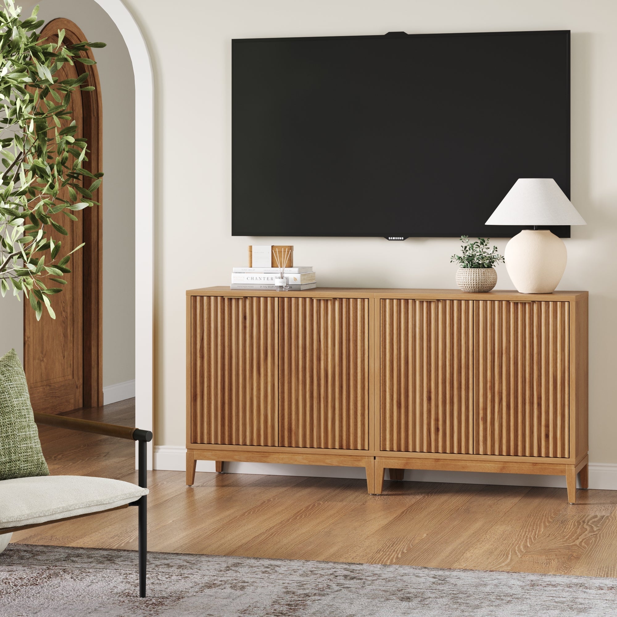 Mid-Century Fluted TV Console for TVs up to 65"