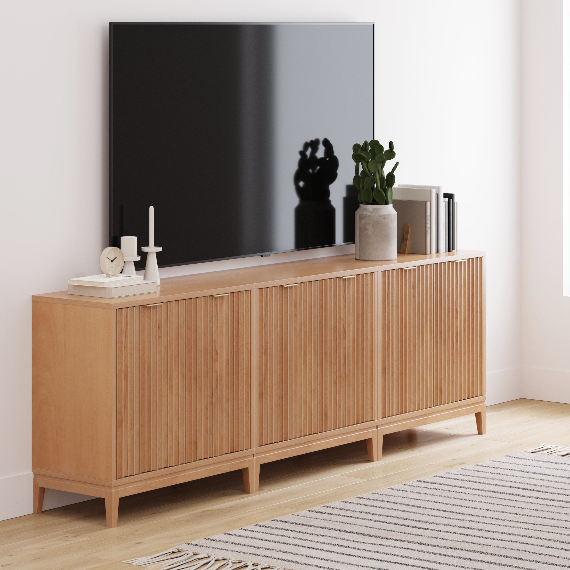 Mid-Century Fluted TV Console for TVs up to 75"