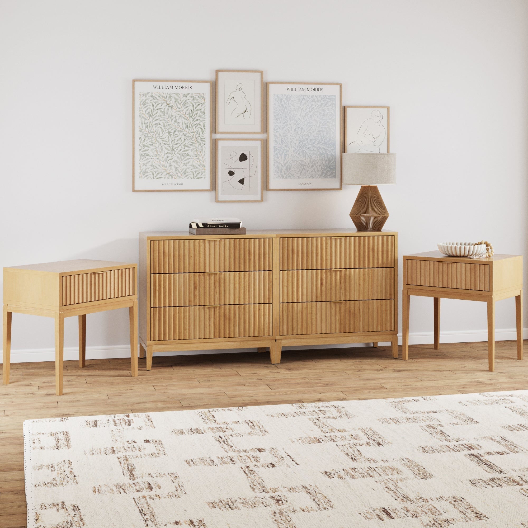 Fluted Wood Bedroom Set