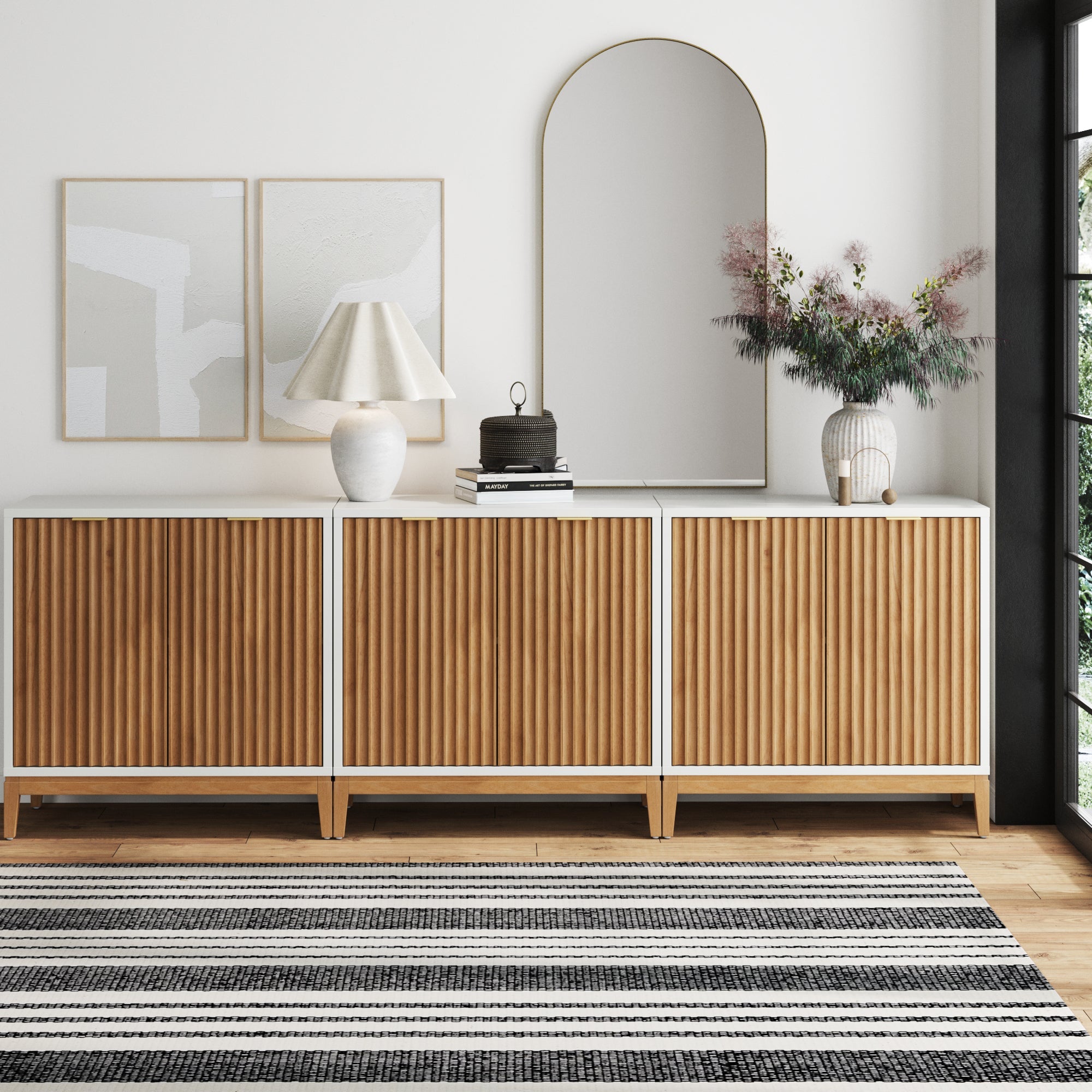 Mid-Century Fluted TV Console for TVs up to 75"