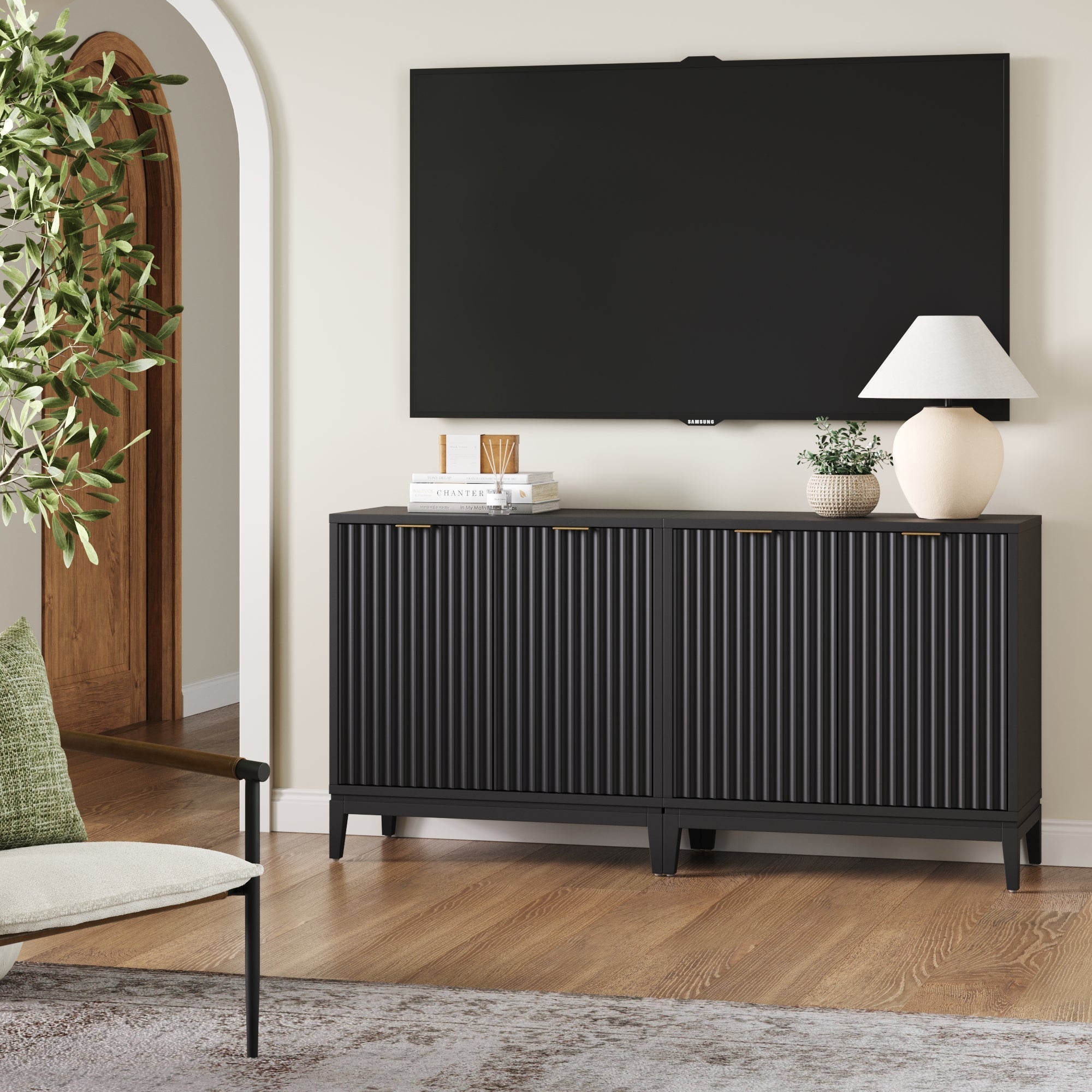Mid-Century Fluted TV Console for TVs up to 65"