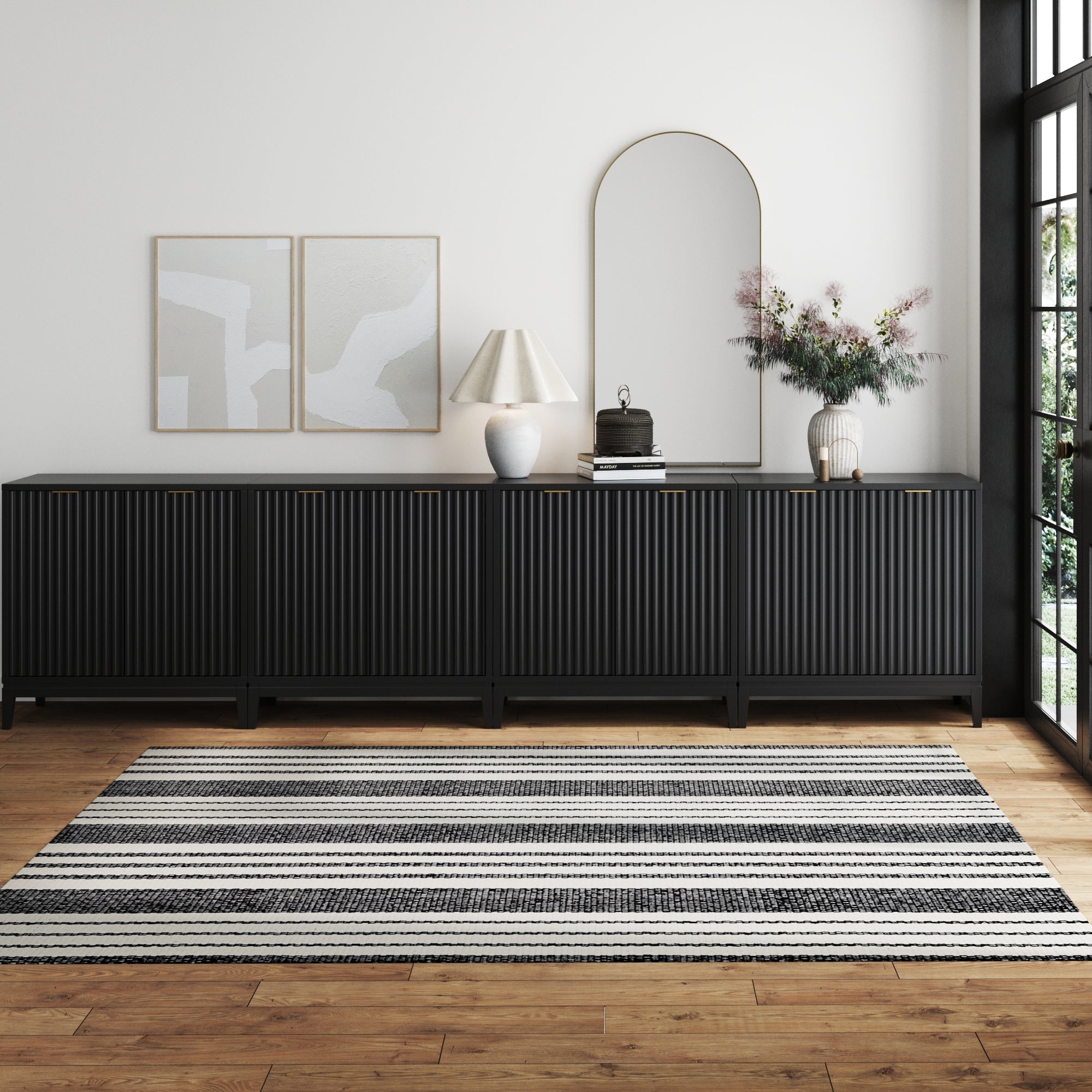 Mid-Century Large Fluted Credenza Console Table