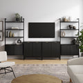 Solid Wood Fluted Entertainment Center Black Oak (2 Cabinets)