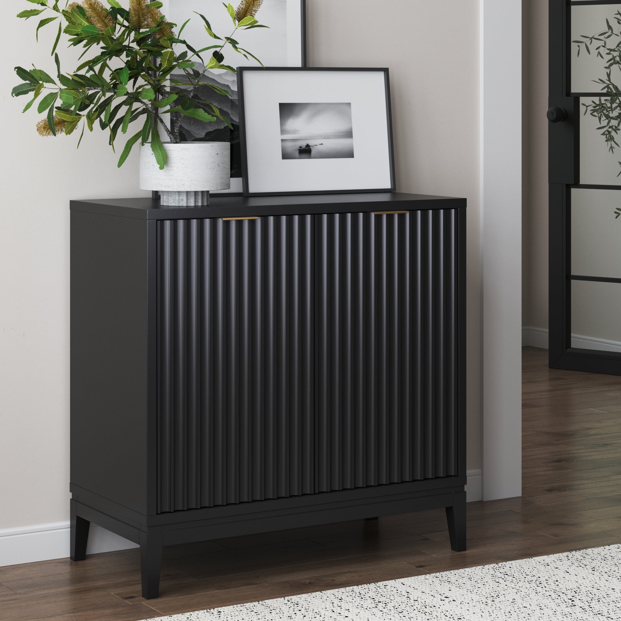 Mid-Century Fluted Storage Cabinet