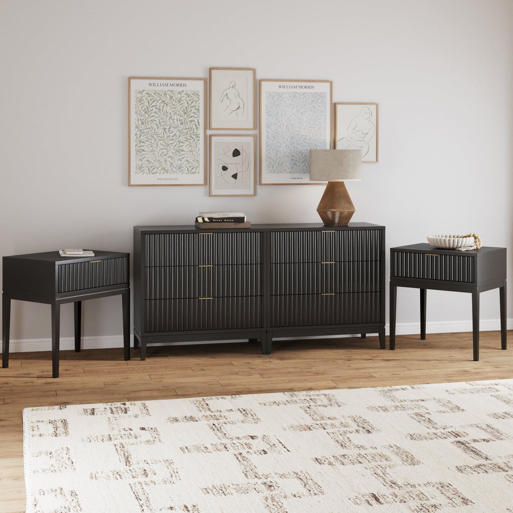Fluted Wood Bedroom Set
