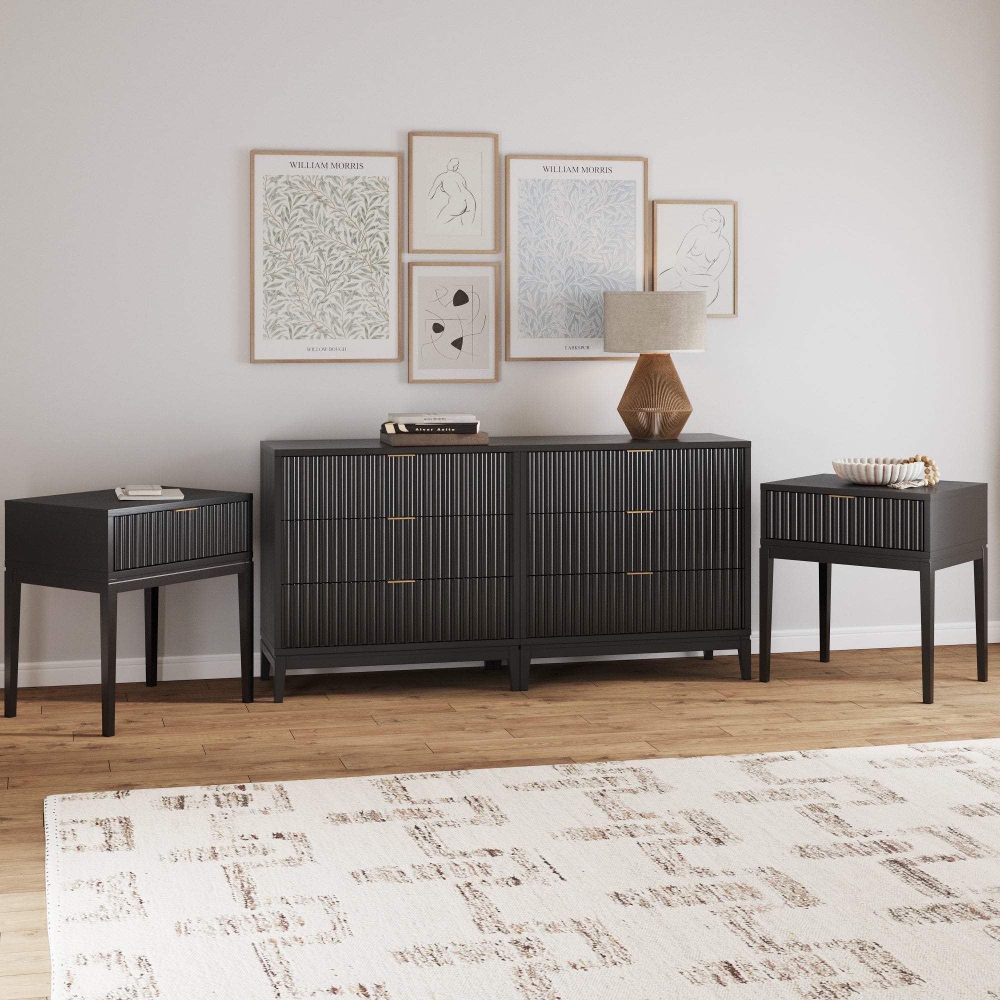 Fluted Wood Bedroom Set