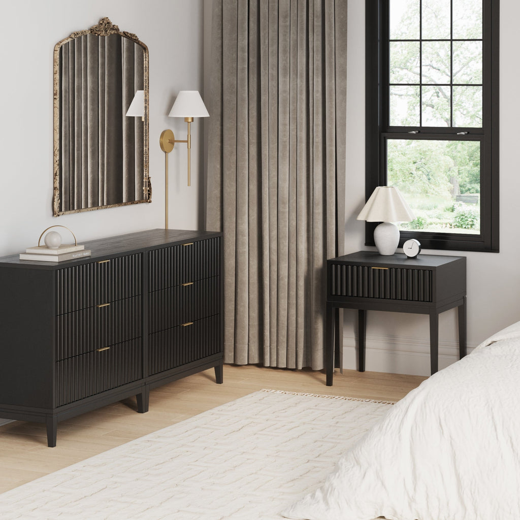 Fluted Wood Bedroom Set
