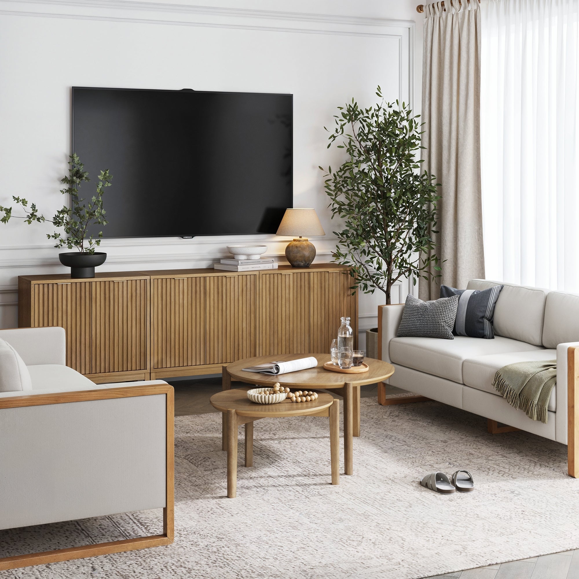 Mid-Century Fluted TV Console for TVs up to 75"