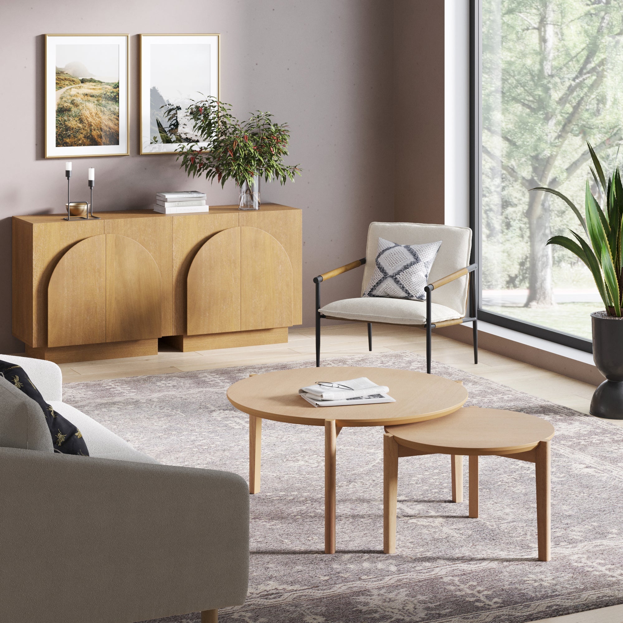 Wood Arched TV Console Stand for TVs up to 65"