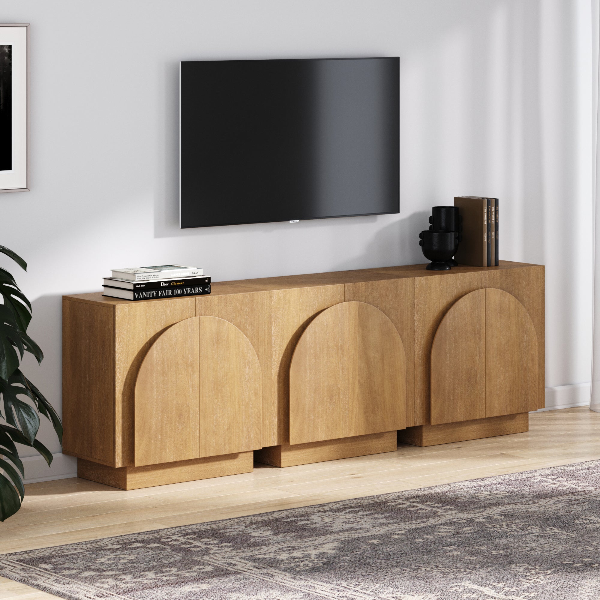 Wood Arched TV Console Stand for TVs up to 75"