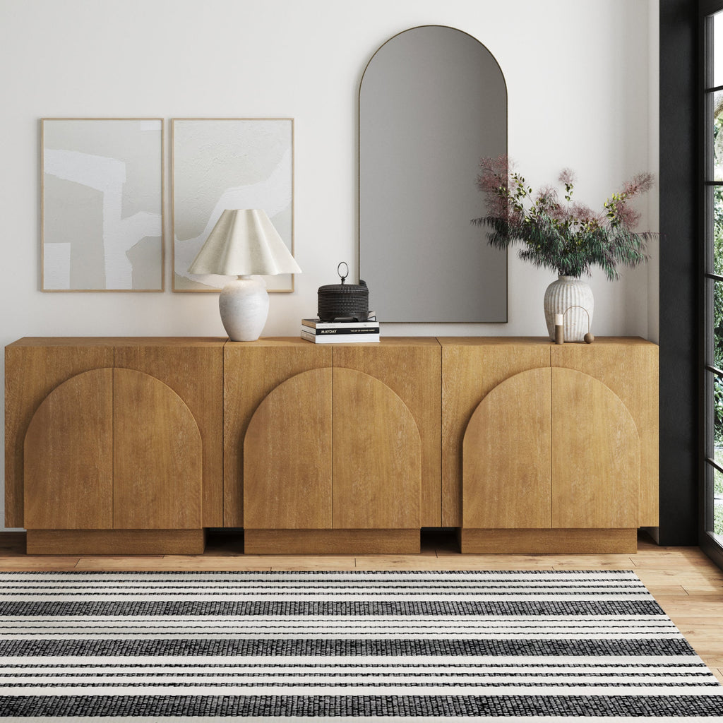 Wood Arched Kitchen Cabinet Credenza