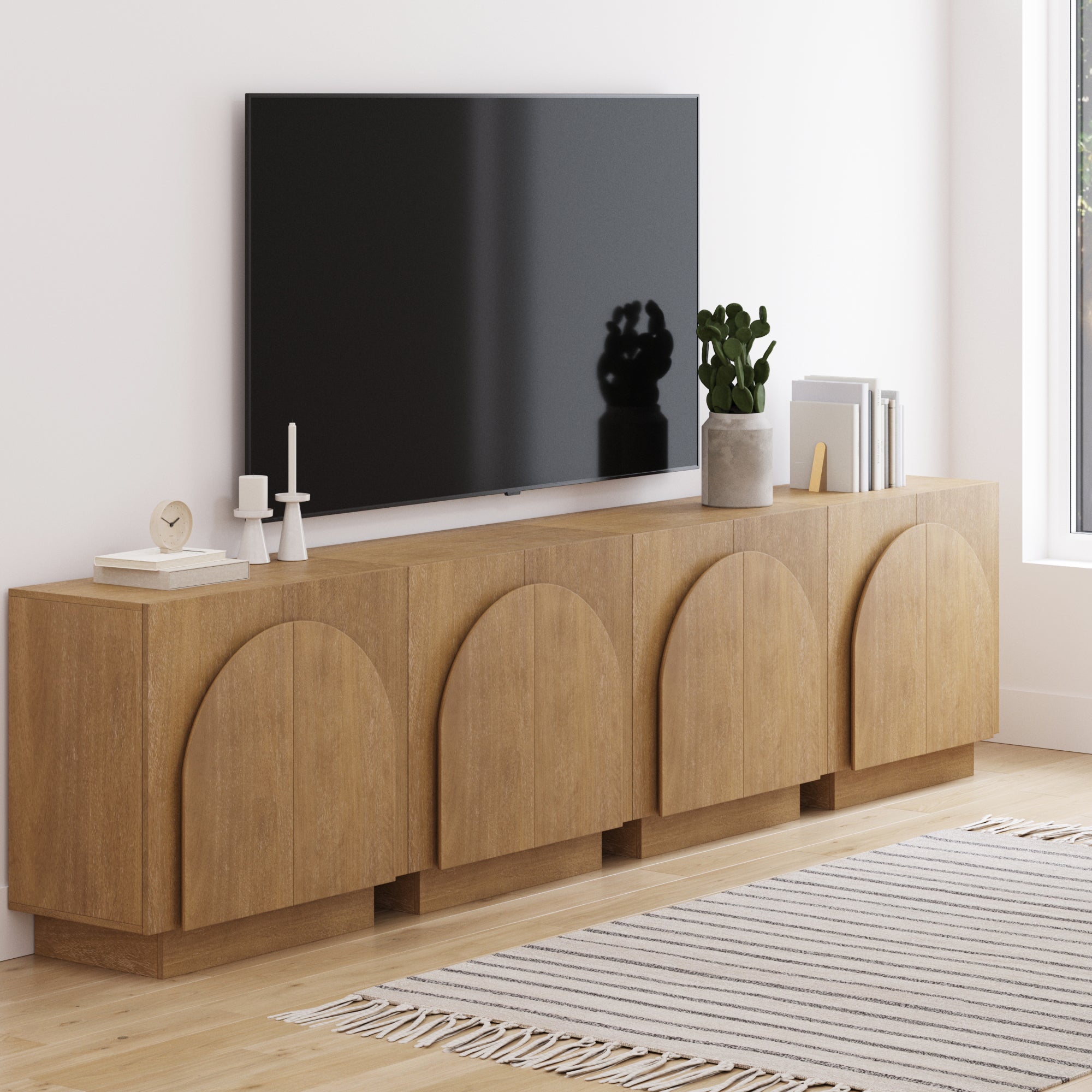 Wood Arched TV Console Stand for TVs up to 100"