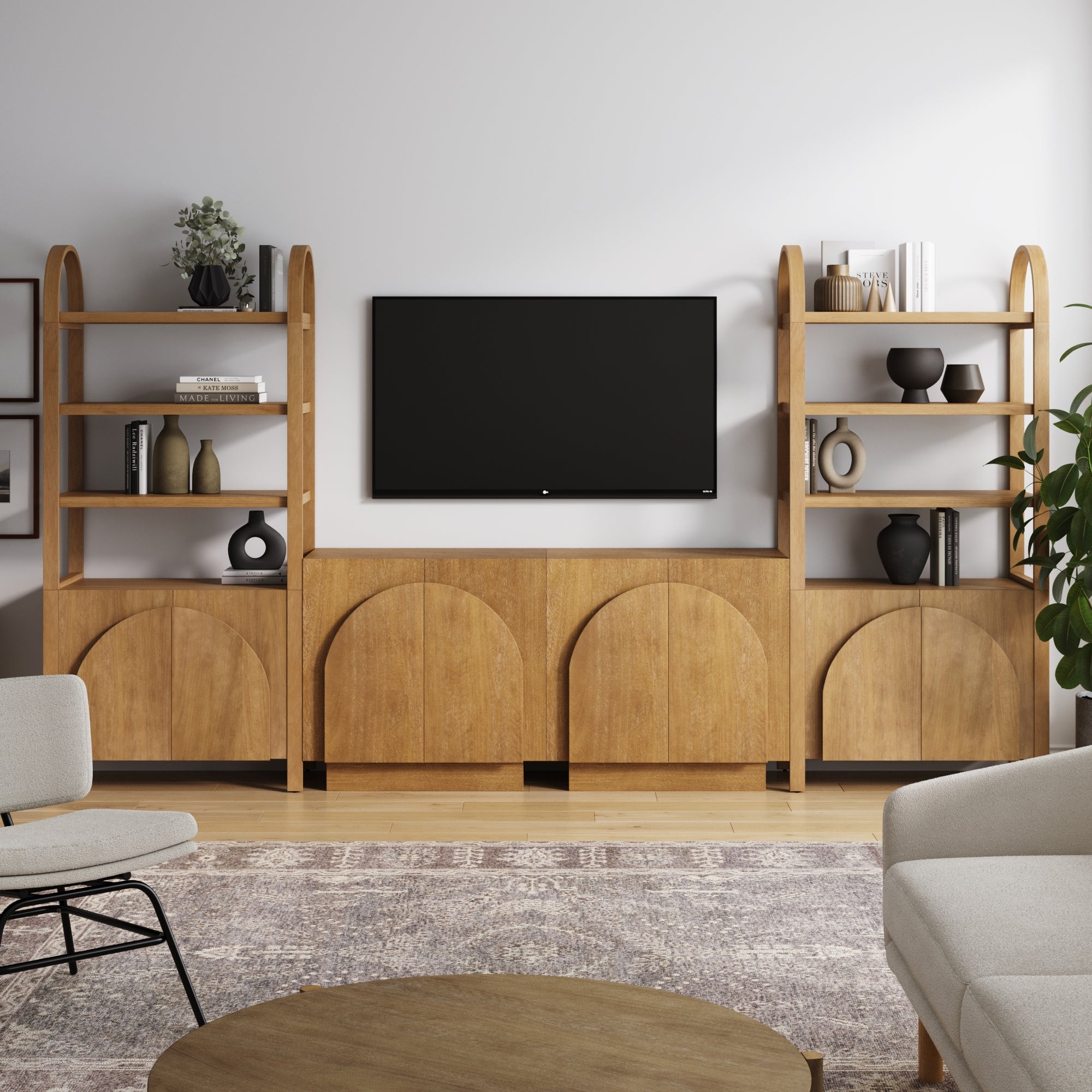 Mid-Century Arched Entertainment Center