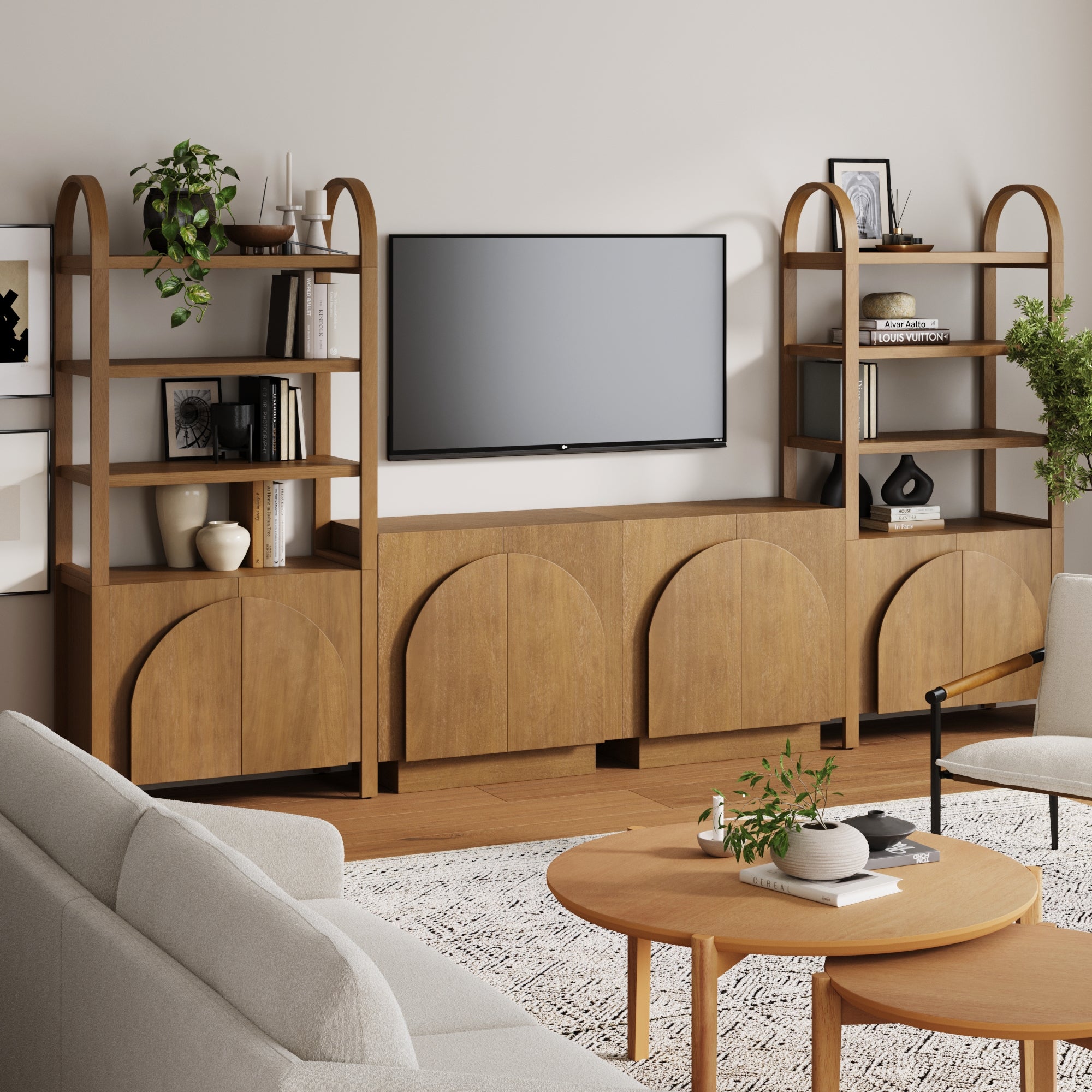 Mid-Century Arched Entertainment Center