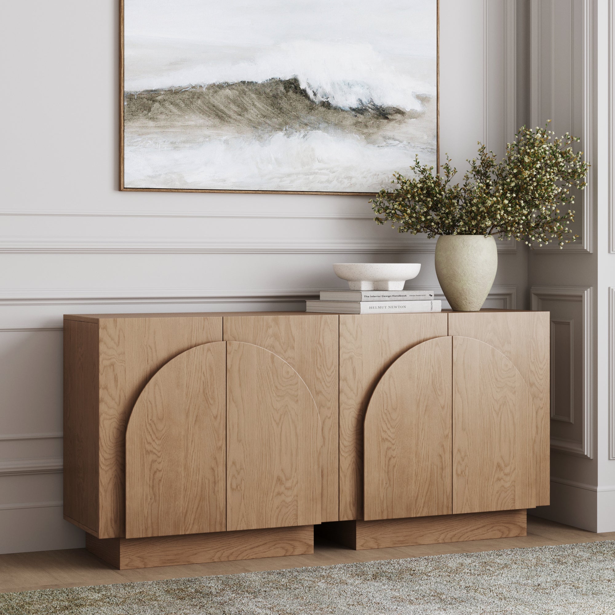 Wood Arched TV Console Stand for TVs up to 65"