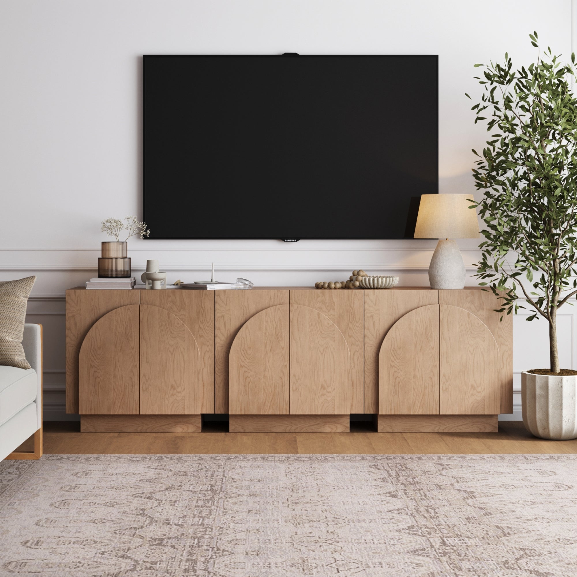 Wood Arched TV Console Stand for TVs up to 75"