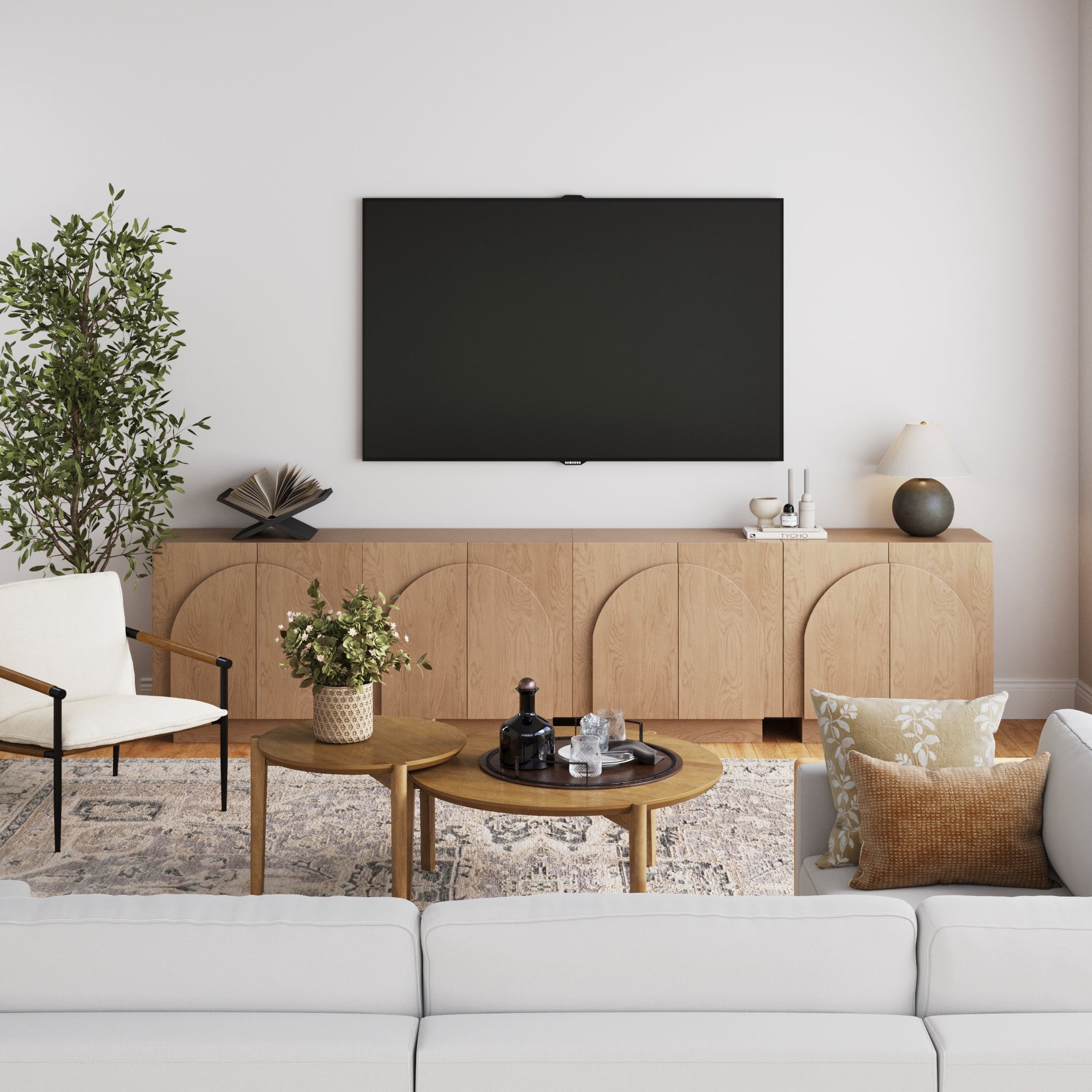 Large Arched TV Console Credenza