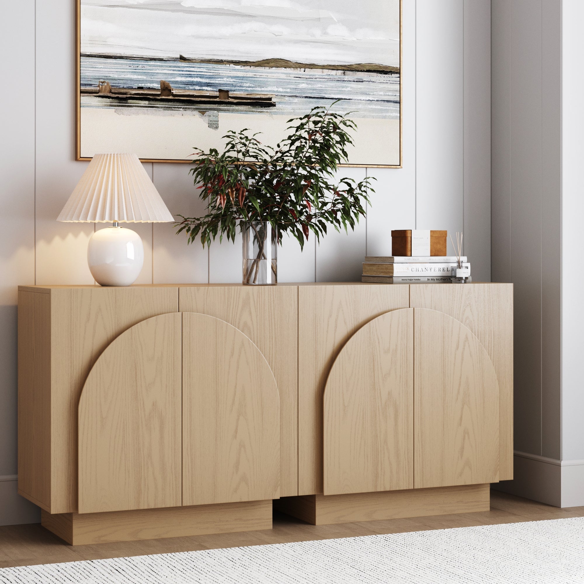 Wood Arched TV Console Stand for TVs up to 65"