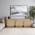 Wood Mid-Century Arched Storage Cabinet Credenza