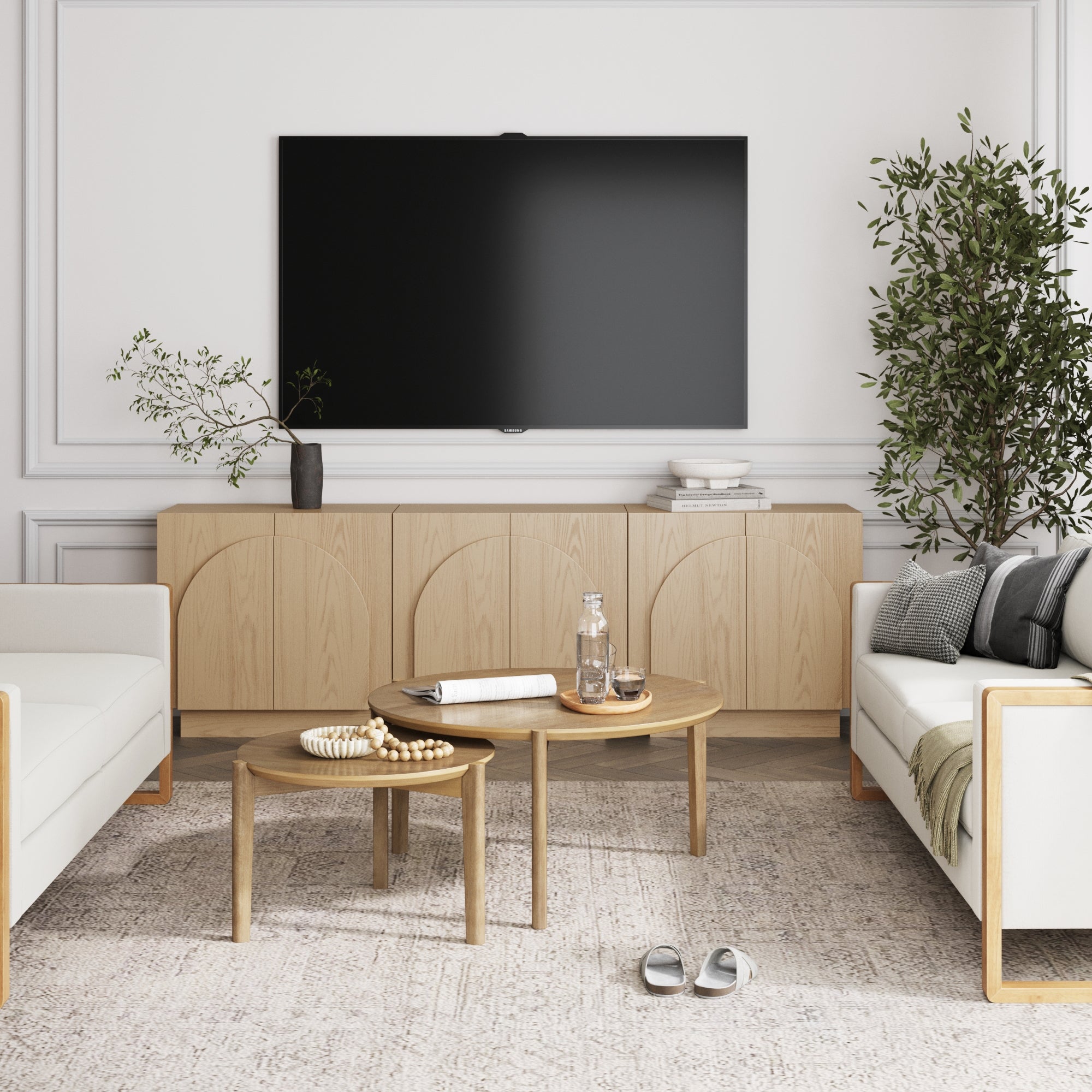 Wood Arched TV Console Stand for TVs up to 75"