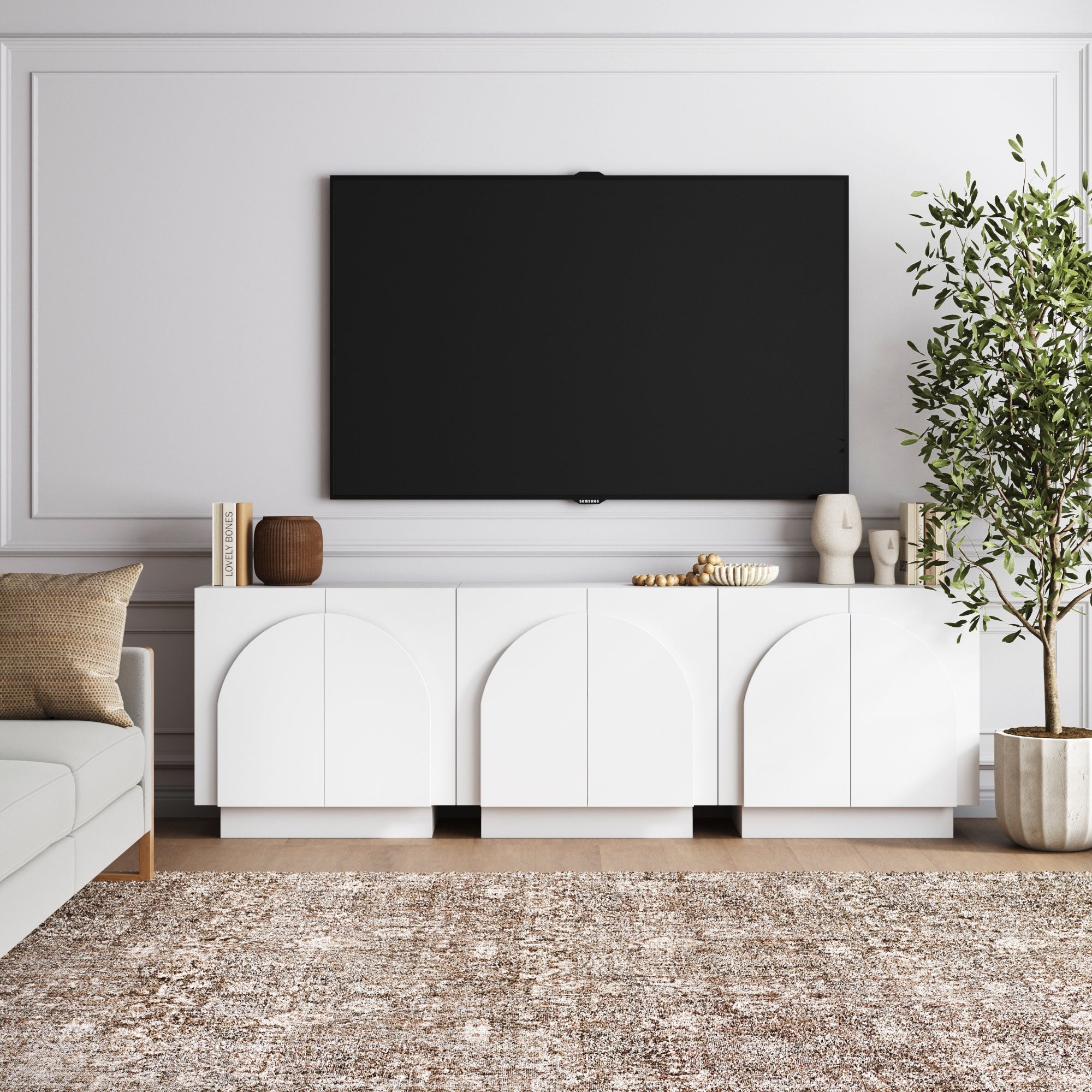 Wood Arched TV Console Stand for TVs up to 75"